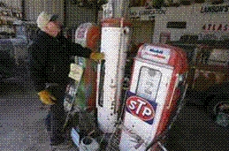 Jack Lawson shows off the service station